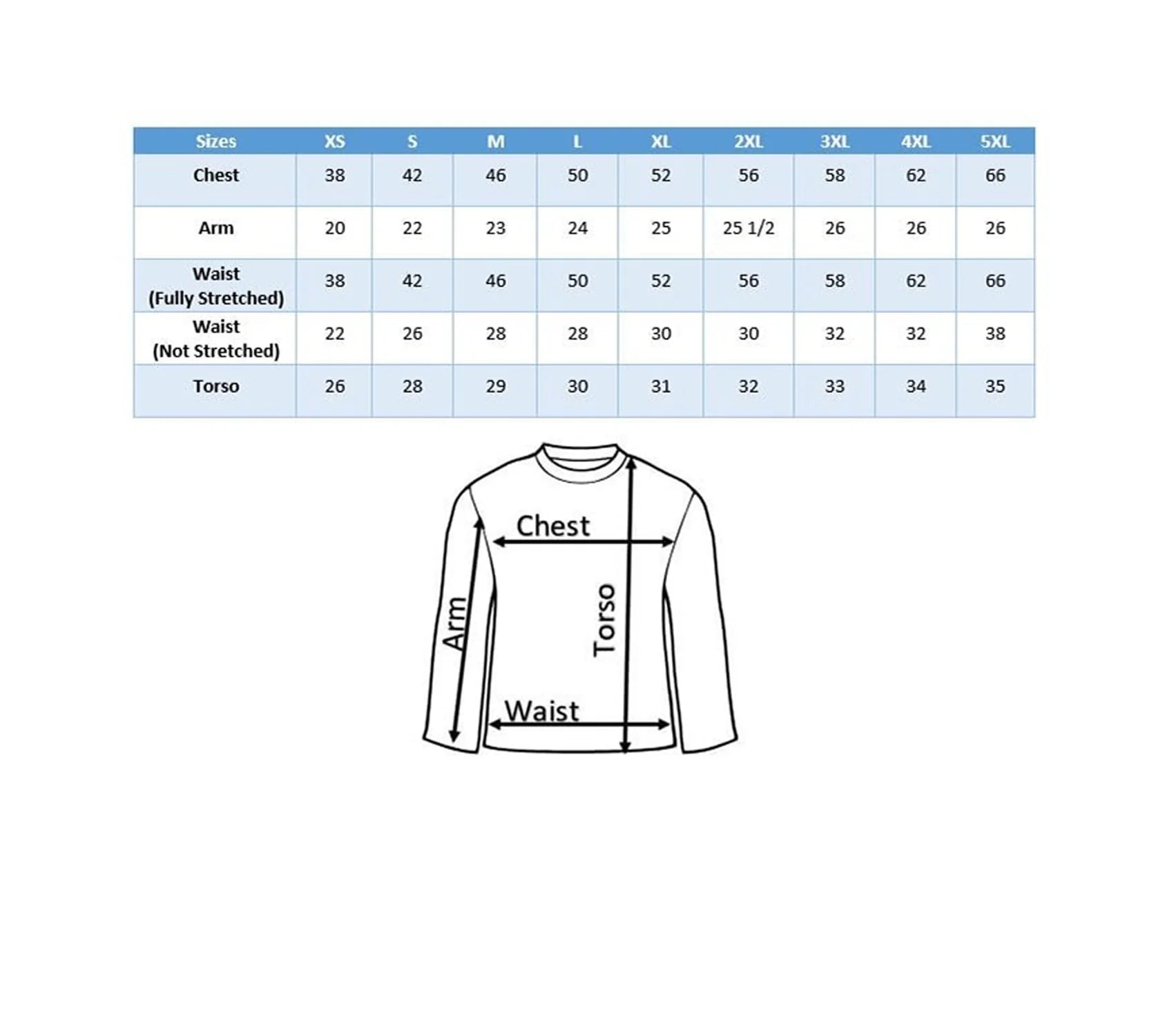 Comfort Pro Ventilated Jacket Sizes