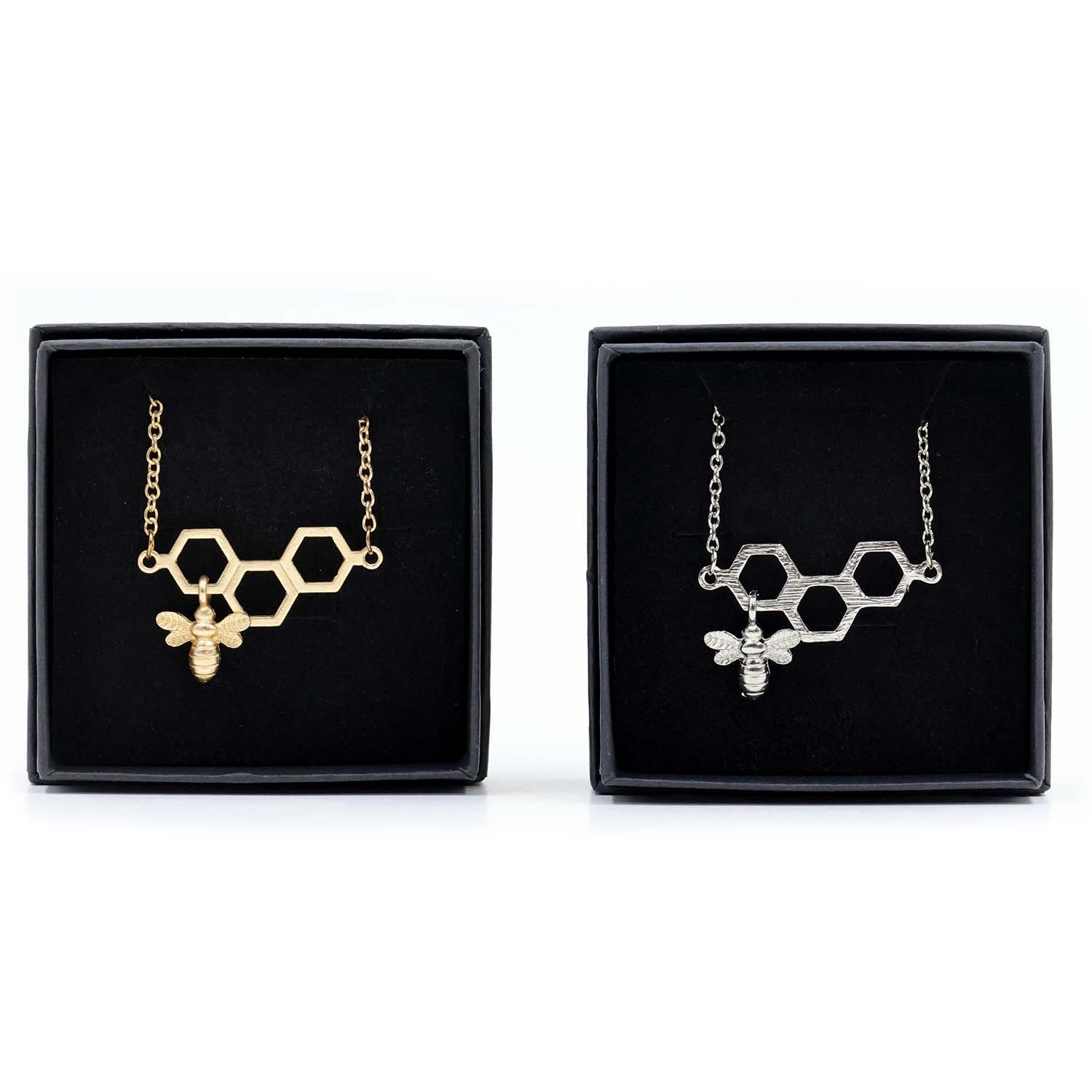 The Bee Works | Honeycomb Necklace with Bee