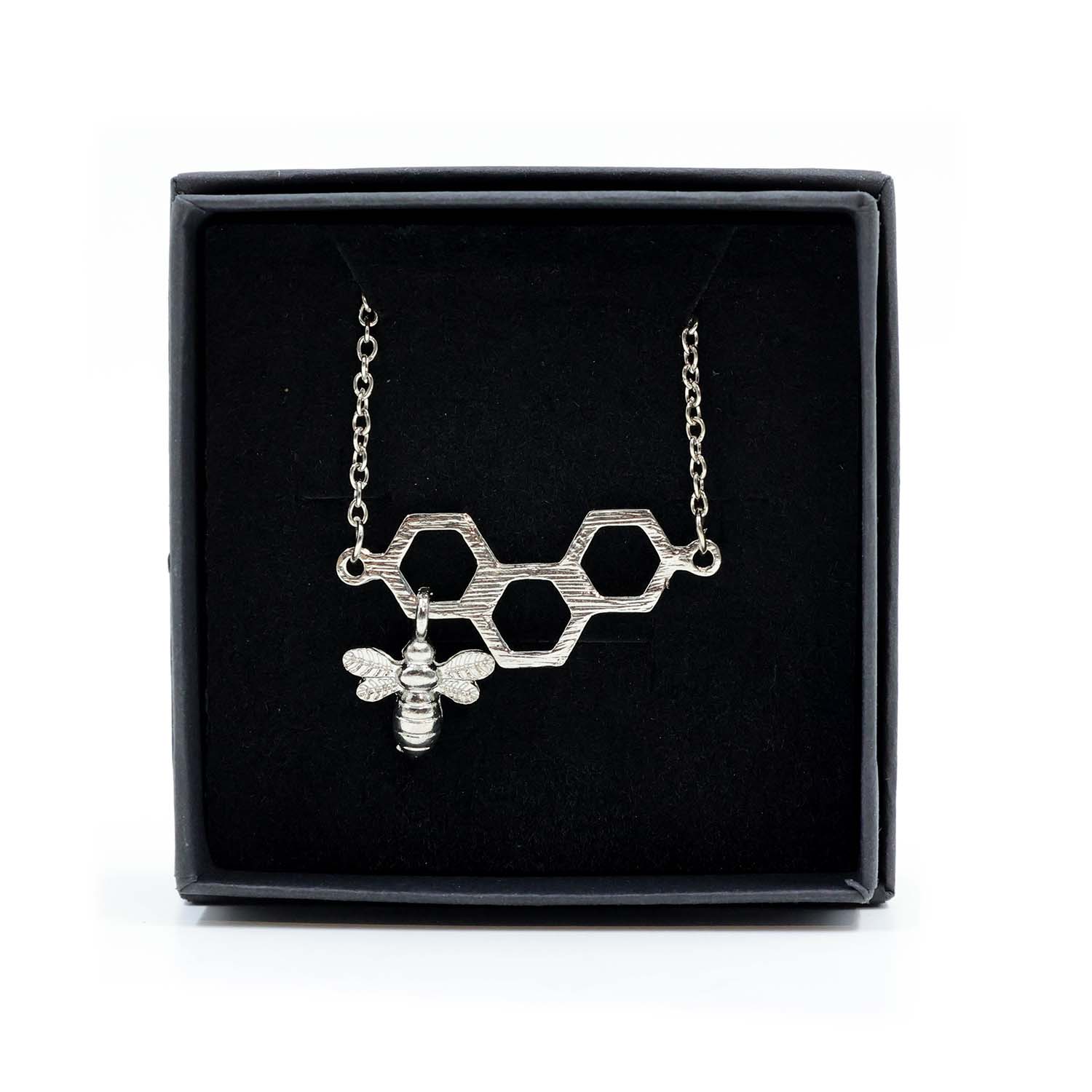 The Bee Works | Honeycomb Necklace with Bee